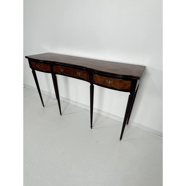 1960s Mid-Century Italian Console Table with Brass Feet and Handles in the style of Paolo Buffa, 1960s For Sale - Image 5 of 14