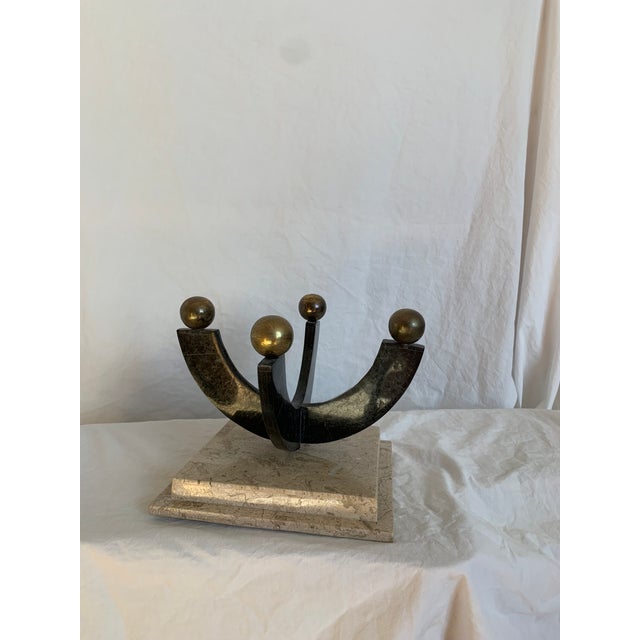 1980s 80s Maitland Smith Tessellated Stone Centerpiece Bowl on Pedestal For Sale - Image 5 of 11