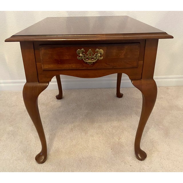 Ethan Allen Georgian Court Cherry Rectangular End Table Excellent Condition Late 20th Century For Sale - Image 11 of 11