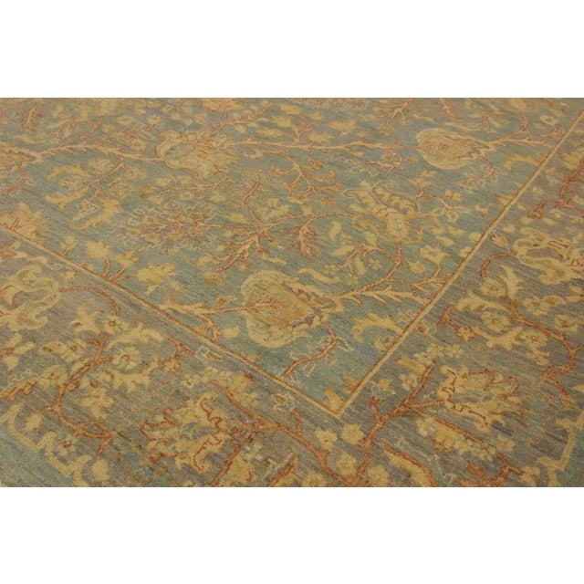 Textile 1990s Shabby Chic Kafkaz Lt. Blue/Lt. Gray Hand-Knotted Rug - 8'0 X 9'11 For Sale - Image 7 of 8