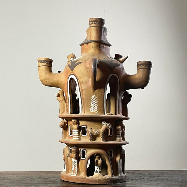 Tribal Mid 20th Century Peruvian Polychrome Processional Luminary For Sale - Image 3 of 11