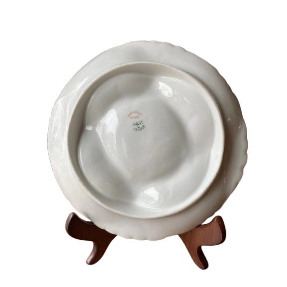 Haviland & Co. Vintage MCM French Haviland & Co. Limoges Pink Wildflower Scalloped Oyster Plate For Sale - Image 4 of 4