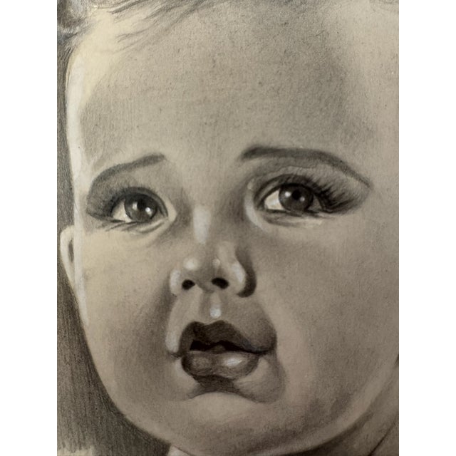 Original graphite pencil drawing by American artist and illustrator Theodore E. Schrock (1879–1952), depicting a close-up...
