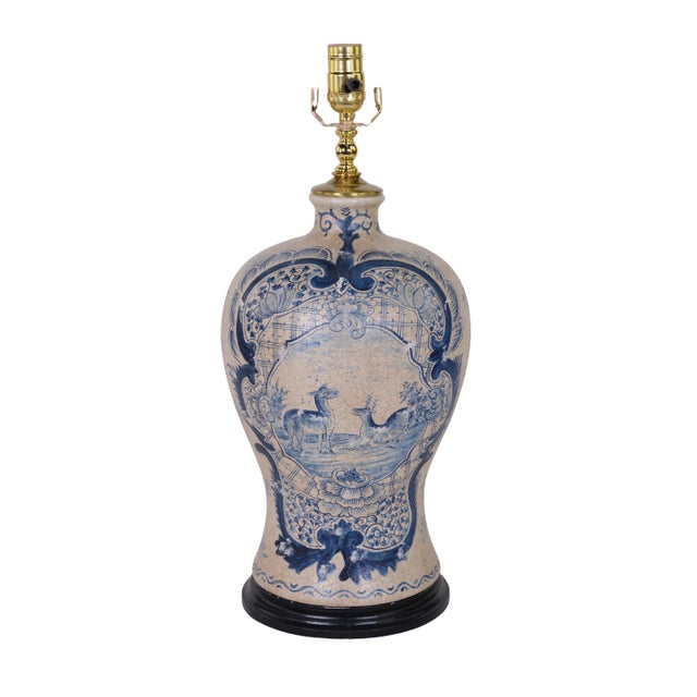 Vintage Hand-painted blue and white vase table lamp