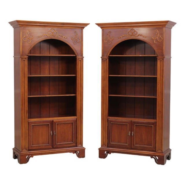 Pair of Lexington Irish Country Cherry Tall Bookcases For Sale