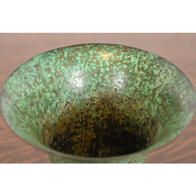 Carl Sorensen Art Deco Verdigris Bronze Trumpet Vase For Sale In South Bend - Image 6 of 12