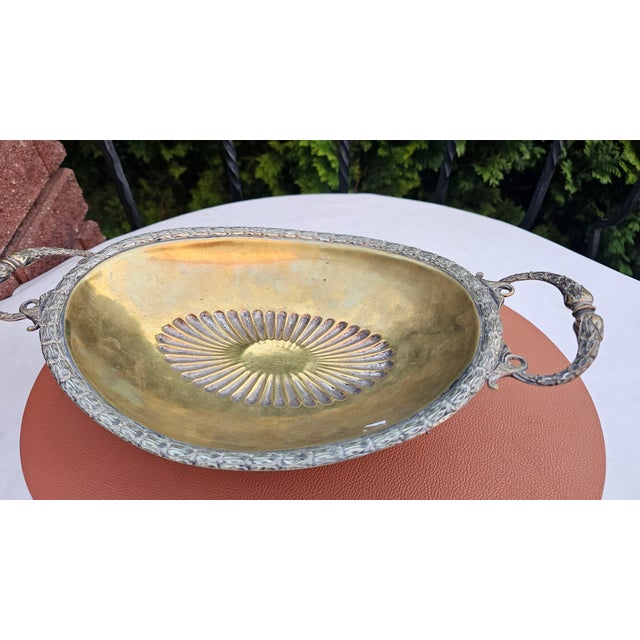 Antique Art Nouveau Brass-Plated Plateau, 1890s For Sale - Image 4 of 8
