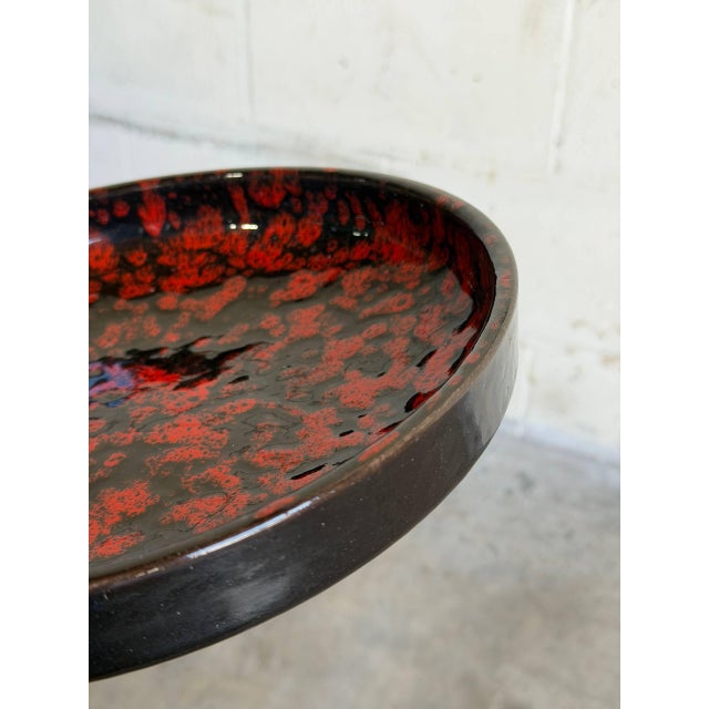 Mid-Century Modern Red Fat Lava Glaze Ceramic Plate 1960s For Sale - Image 4 of 10
