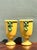 Yellow Vintage Italian Pedestal Ceramic Vases With Bow Detail For Sale - Image 8 of 12