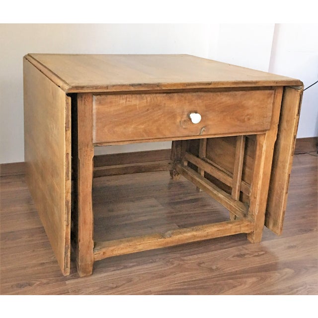 French Country Spanish, 18th Century Drop-Leaf Table with Four Gate-Leg and Three Drawers For Sale - Image 3 of 9