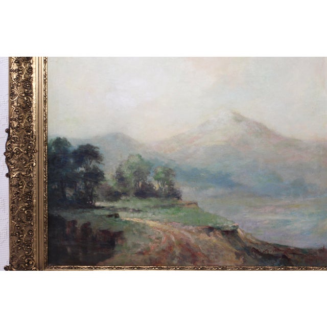 Rococo Large Antique Landscape Oil Painting in an Ornate Gold Frame From the 19th Century For Sale - Image 3 of 16