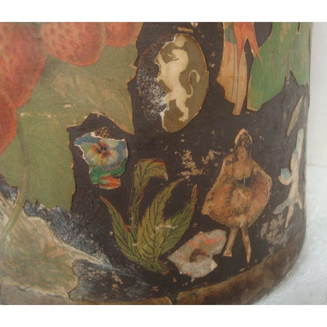 Brown Scrap Decoupage Earthenware Jug Victorian Folk Art For Sale - Image 8 of 13