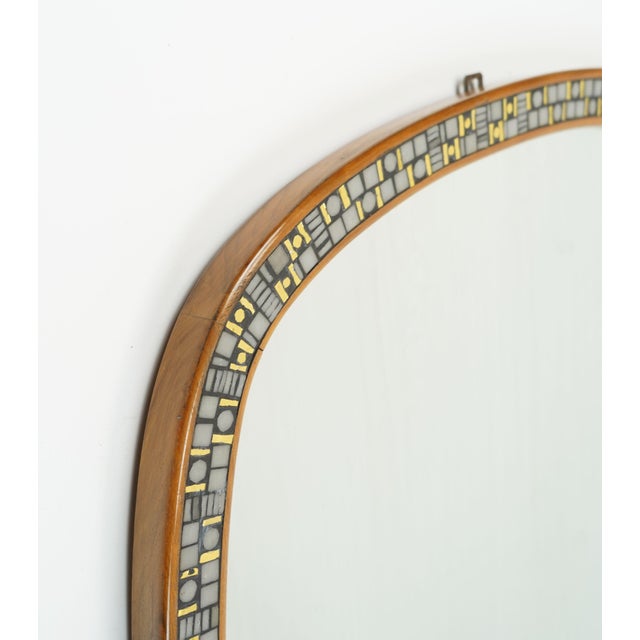 Mid-Century Modern Mirror with Mosaic and Cherrywood Frame, 1950s For Sale - Image 6 of 11