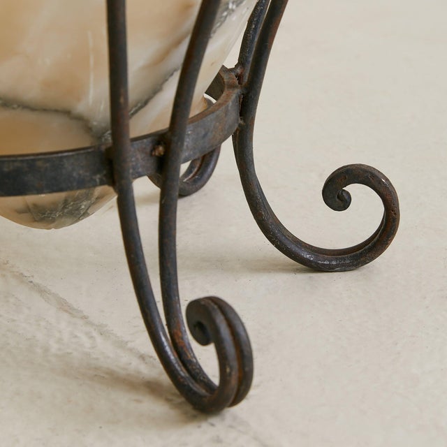 Vintage French Alabaster Vase with Wrought-Iron Stand - 2 Available For Sale - Image 10 of 10