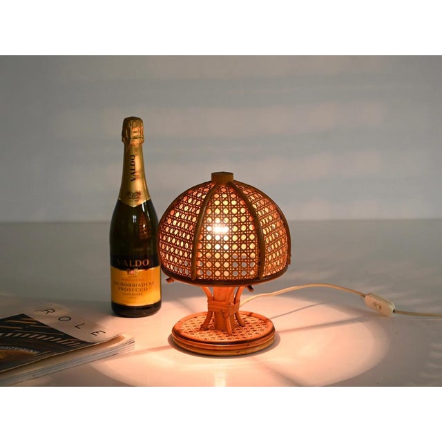 Table Lamps in Rattan and Vienna Straw by Louis Sognot, Italy, 1960s, Set of 2 For Sale - Image 3 of 14