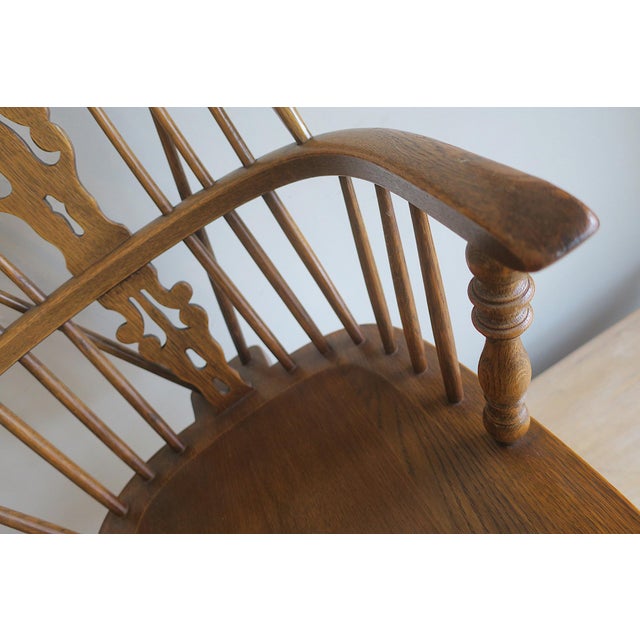 Mid-Century Modern Lyre Back Windsor Elbow Armchair in Oak, 1960s For Sale - Image 11 of 13