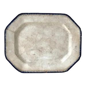 Early 19th Century Pearlware Incised Blue Feather Edge Platter