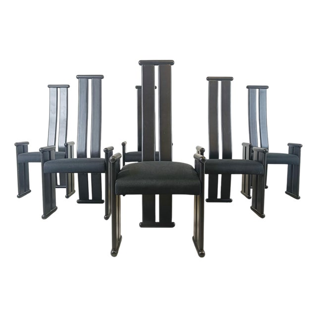 Postmodern High-Back Dining Chairs in the style of Vico Magistretti, 1970s, Set of 6 For Sale