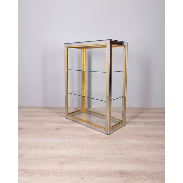 Mid-Century Modern Vintage Metal and Glass Shelf by Renato Zevi, 1970s For Sale - Image 3 of 9