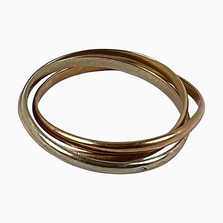 Vintage French 18K White Rose Yellow Gold Trinity Wedding Ring For Sale - Image 16 of 16