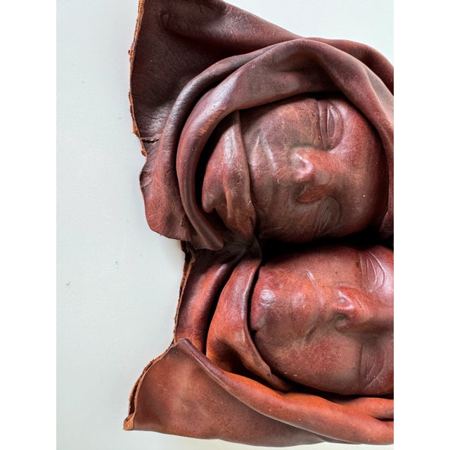 Animal Skin Vintage Leather Face Wall Sculpture For Sale - Image 7 of 12
