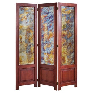 Vintage French Three-Panel Folding Screen + Antiqued Mirror Glass - 2 Available For Sale