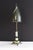 Unusual Tiffany Studios style stained glass lamp. Hand blown art glass shade with Akro Agate glass mounted on antique cast...