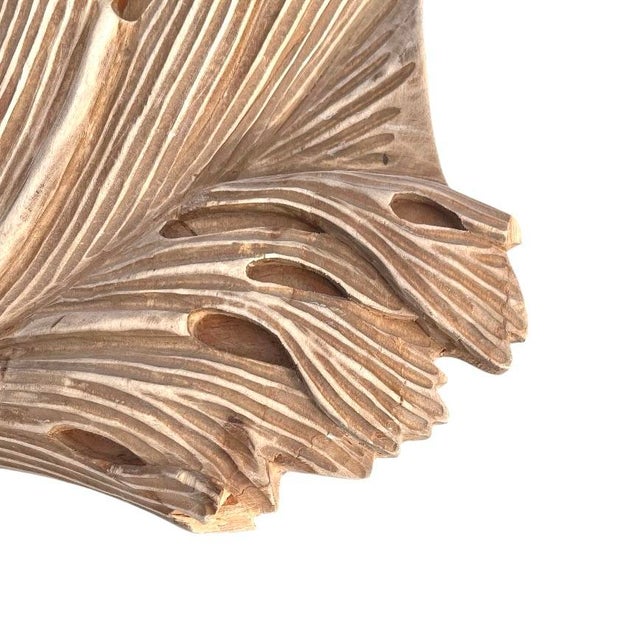 Vintage Carved Wood Ginkgo Motif Mirror For Sale In Chicago - Image 6 of 8