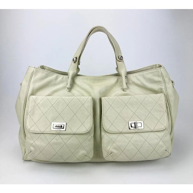 Chanel White Pocket in the City Tote For Sale - Image 12 of 12