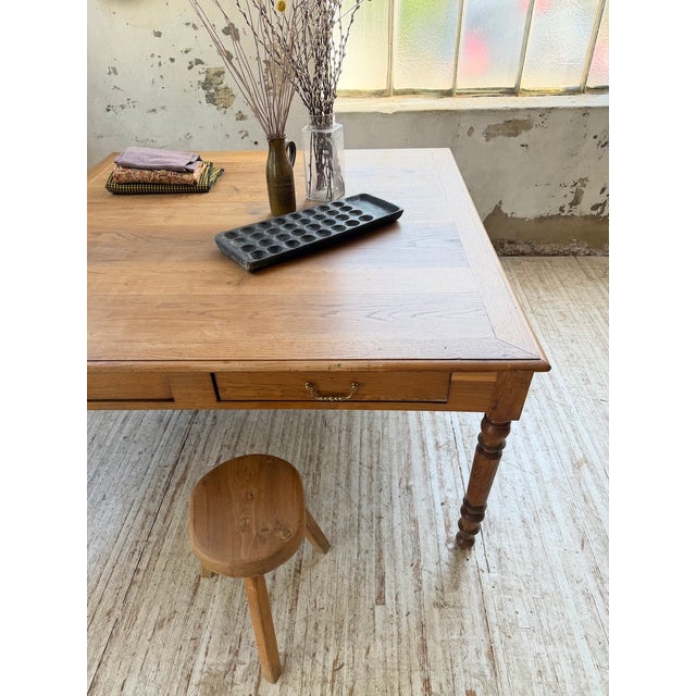 Large Oak Square Conference Table, 1950 For Sale - Image 13 of 18