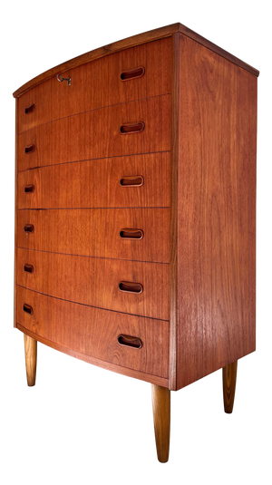 Semi-Circular Teak Chest of Drawers with Lock, 1950s