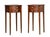 A very fine pair of French bowfront nightstands or bedside tables of patinated flame walnut. The tables feature a classic...