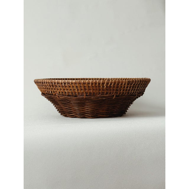 Contemporary Vintage Wicker Basket With Bent Rattan Rim For Sale - Image 3 of 7