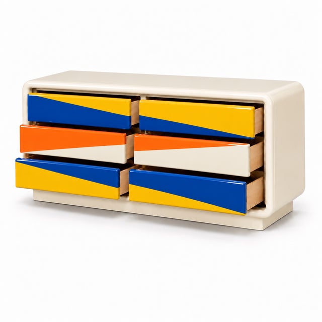 Mid-Century Modern Stunning Mid Century Vintage Modern to Postmodern Dresser Medellin Custom Furniture For Sale - Image 3 of 4