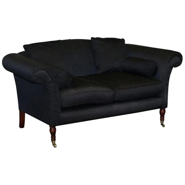 Handmade Black and Silver Upholstered Sofa with Light Hardwood Frame For Sale - Image 13 of 13