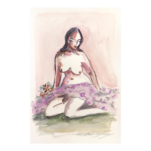 Figure v - Figurative Elegant Feminine Watercolor Portrait Painting on Paper Original Artwork by Ama Liyanage