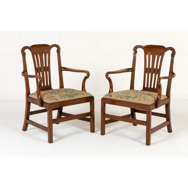Large 18th Century English George III Mahogany Armchairs, Set of 2 For Sale - Image 6 of 11