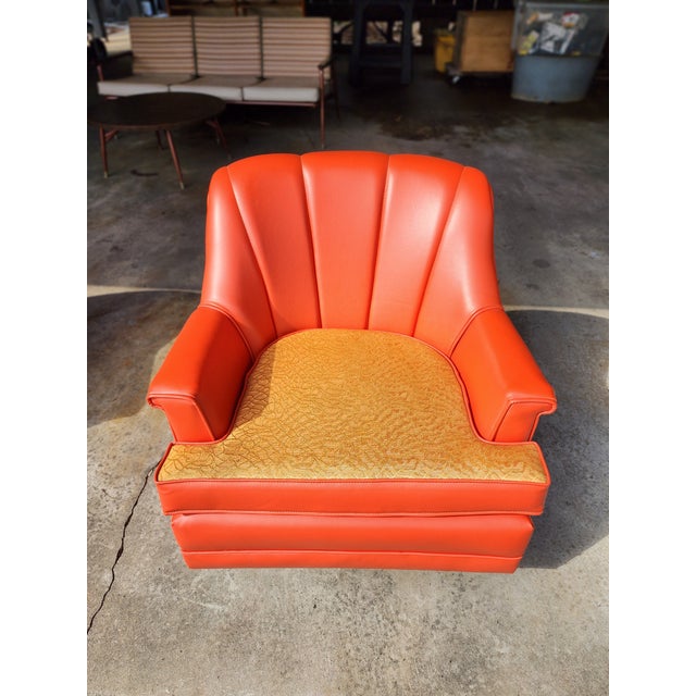 Vintage 1950s Midcentury Modern Pontiac Chair Co for Montgomery Ward Orange Swivel Rocking Chair For Sale - Image 10 of 10