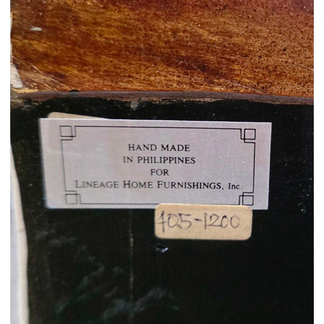 Late 20th Century Pair of Lineage Home Woven Rattan Front and Leather-Clad Bow Front Chest of Drawers For Sale - Image 10 of 18