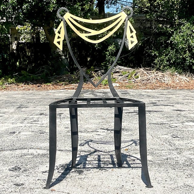 Vintage Postmodern Swag Metal Chair For Sale - Image 11 of 11