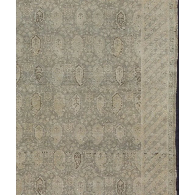 Muted Vintage Turkish Sivas With Paisley Design in Taupe, Gray-Green, and Camel 6'8'' X 9'0'' For Sale - Image 4 of 6