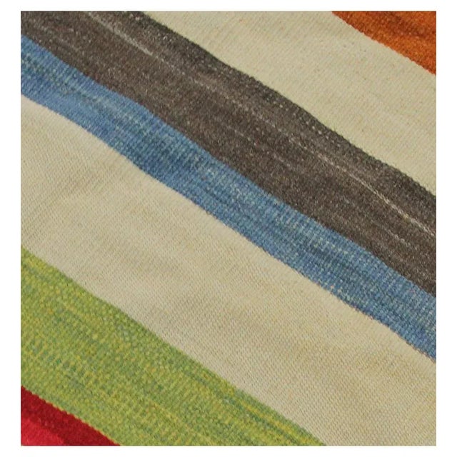 Textile Handwoven Flatweave Scandinavian Style Persian Kilim Rug 3’4″ X 4’10” For Sale - Image 7 of 9