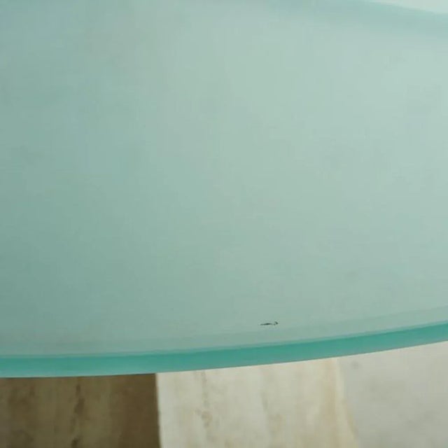 Travertine Dining Table With Frosted Glass Top, Italy 1960s For Sale - Image 9 of 12