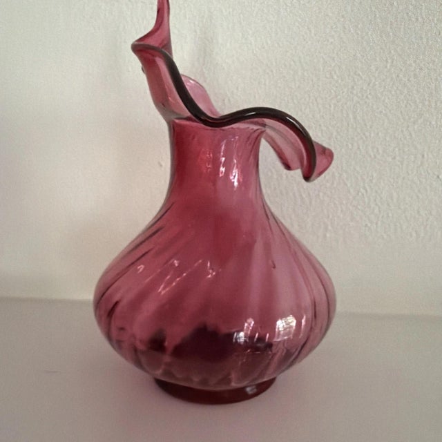 Art Deco Vintage Fenton Cranberry Jack in the Pulpit Pilgrim Art Glass decor For Sale - Image 3 of 5