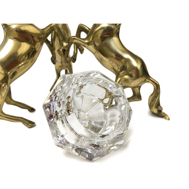 Late 20th Century Three Brass Horses Holding Crystal Diamond Candle Holder For Sale - Image 5 of 11