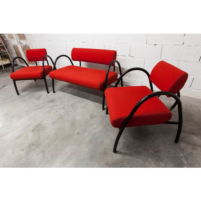 Red Sofa and Armchairs, 2001, Set of 3 For Sale - Image 10 of 18