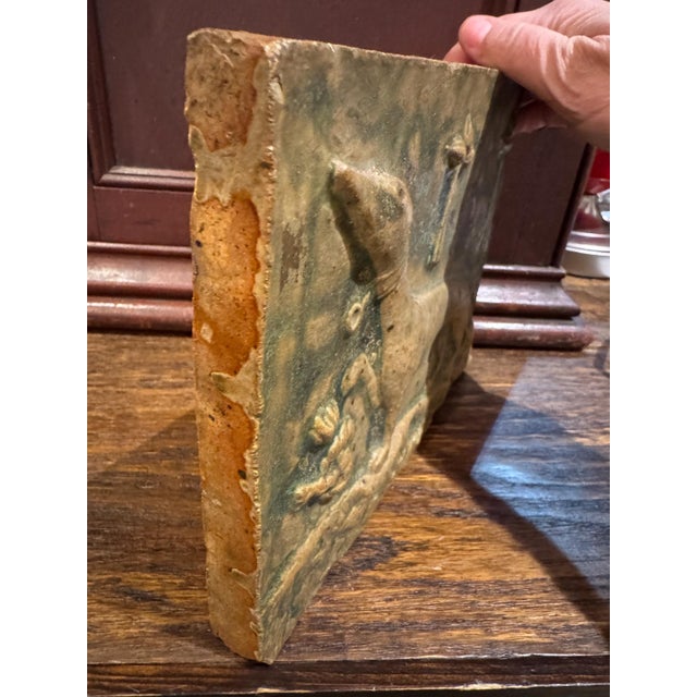 Antique French Belle Epoch Era Façade Tile- Alexandre Bigot, Brittany, France For Sale - Image 4 of 6