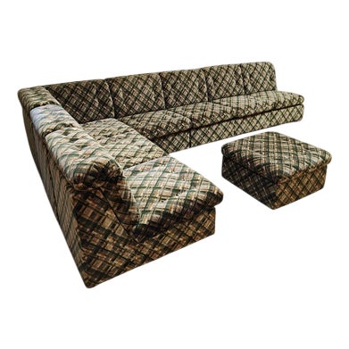Vintage Checkered Modular Sofa, 1970s For Sale