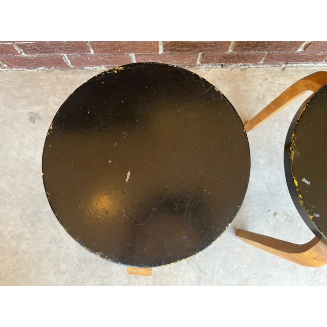 Pair of Vintage Model 60 Painted Stools Attributed to Alvar Aalto For Sale - Image 11 of 15