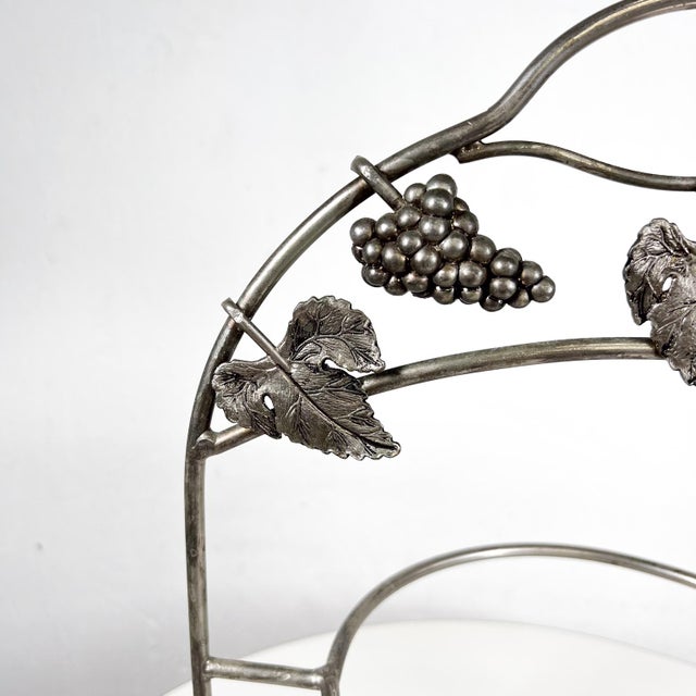 Vintage Farmhouse Two-Tiered Metal Grape Serving Stand For Sale - Image 4 of 8